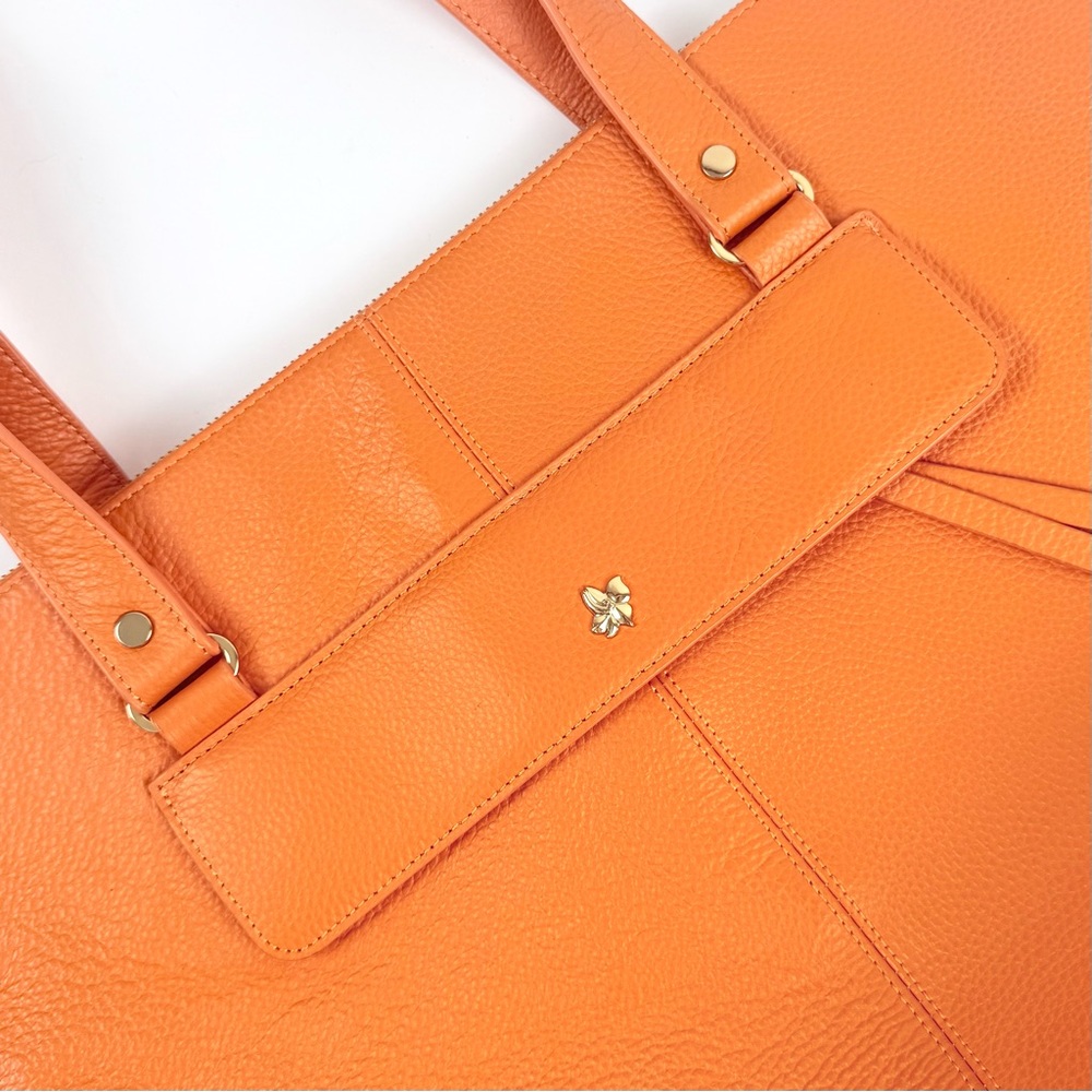 Ora Delphine Eden Leather Tote Bag in Clementine / Orange Leather $398 MSRP - Picture 6 of 15